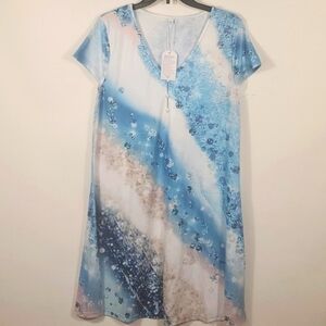 Blue abstract color block dress Size 2XL New with tags